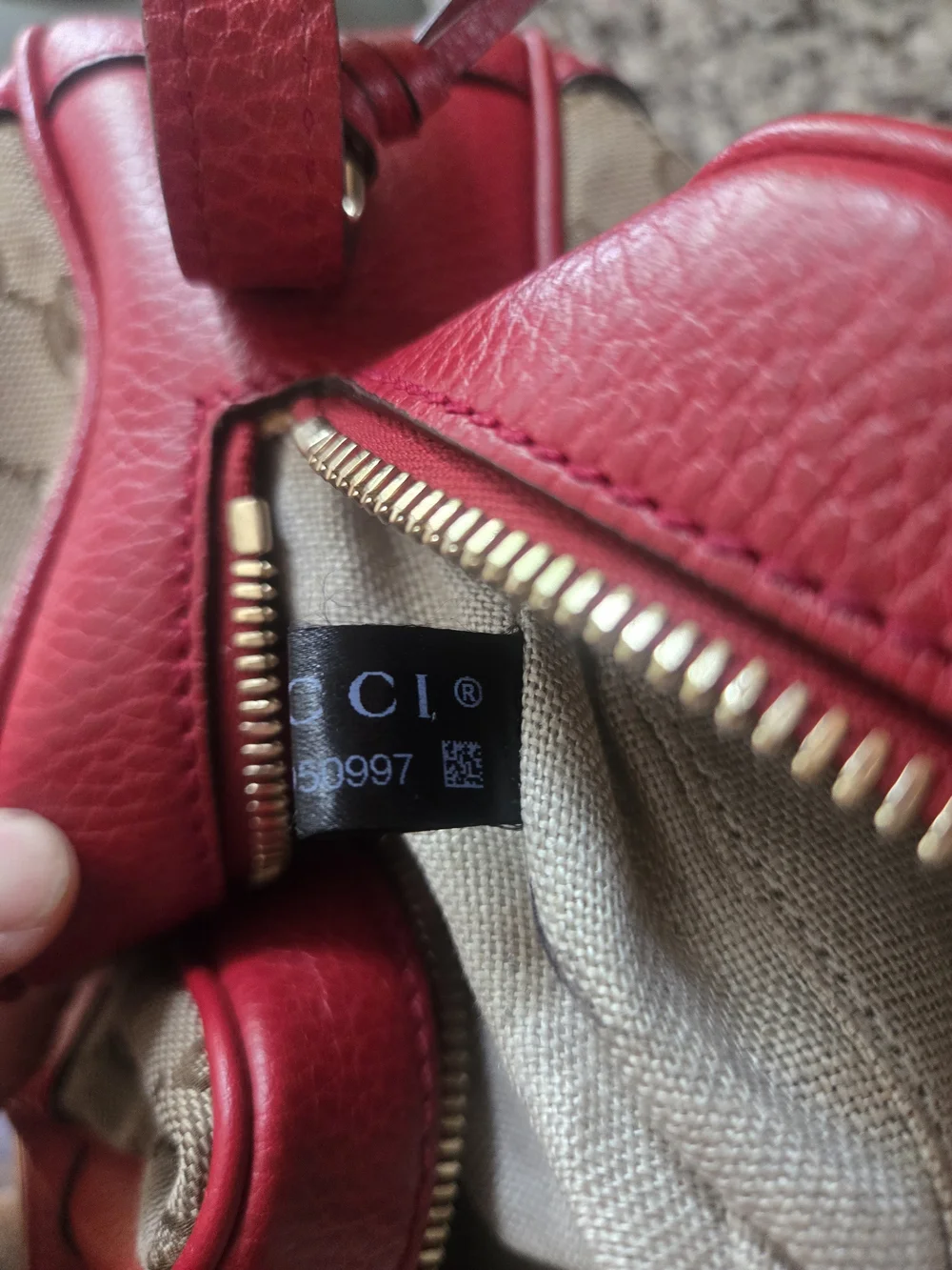 Gucci Red and Beige Canvas Crossbody Bag
